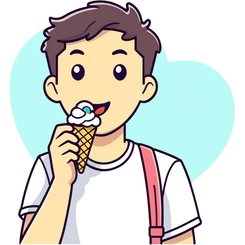 young man eating icecream emoji