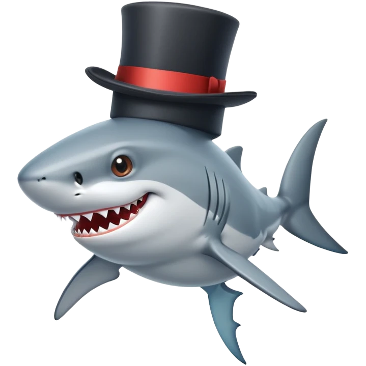 Shark with a top hat emoji