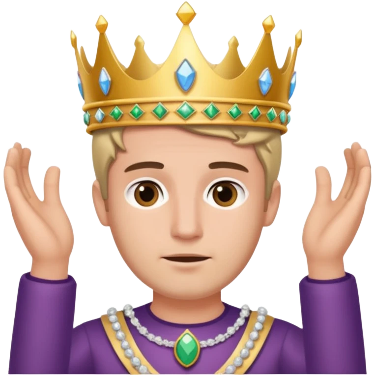 a guy holding an smartphone with both hands in landscape mode(horizontally) in front of his forehead like if it was a tiara emoji