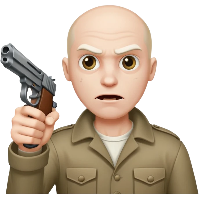 crazy mad man with gun pointing it  emoji