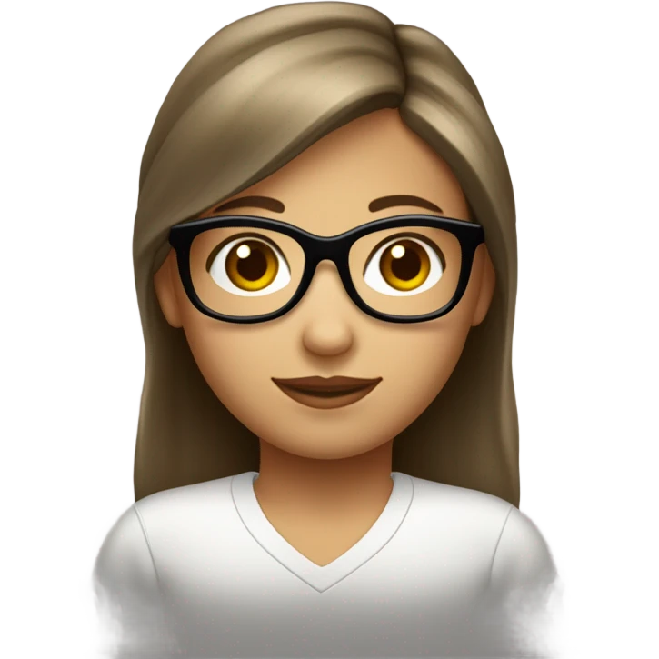 Niña de piel blanca con pelo largo color de pelo entre un marrón oscuro con gafas masomenos cuadradas y linda de cara  emoji