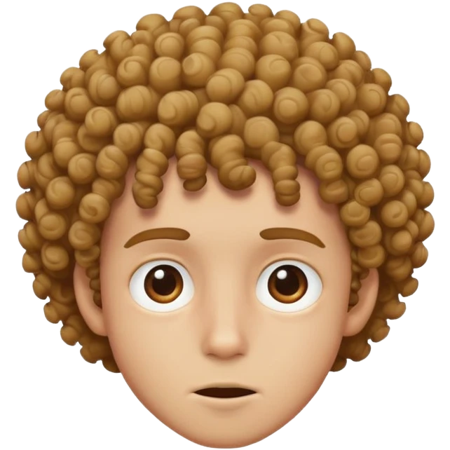 A boy with curly hair being weird emoji