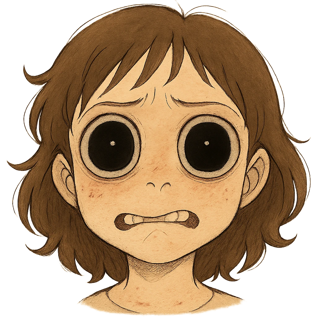 face with big creepy eyes, lip biting emoji