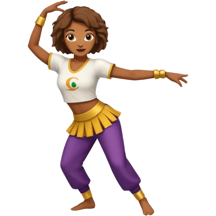 Mulher dançando capoeira com roupa de capoeira  emoji