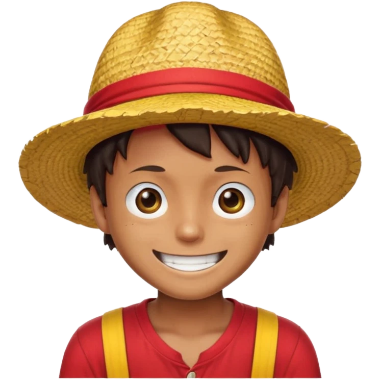 Luffy with a big smile and red shirt with yellow and red straw hat emoji