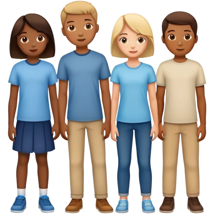 Seven boys and three girls standing together as a group emoji