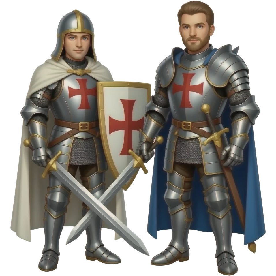 Un caballeros templarios con espada junto a un castillo emoji
