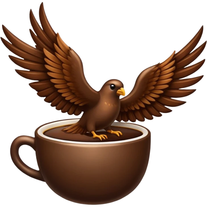 Un grain de café avec des ailes emoji