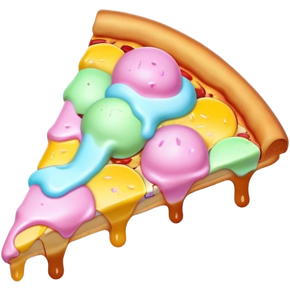 Melted neon pastel ice cream pizza slice emoji