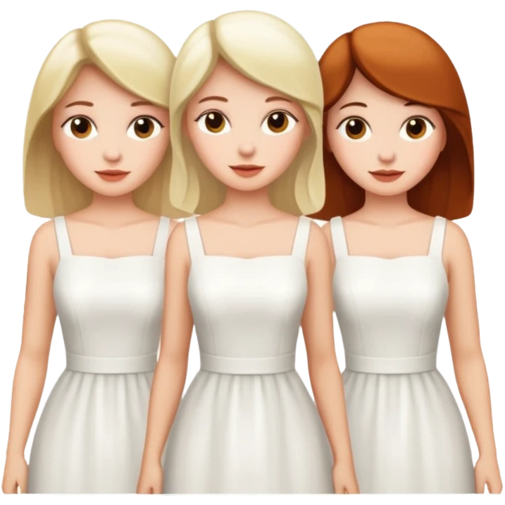 three women in white dresses emoji