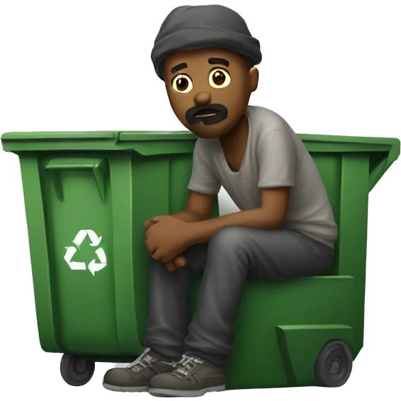 Homeless + dumpster + white emoji