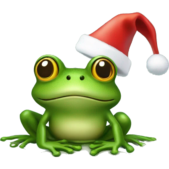 Frog on a Lily water with christmas hat emoji