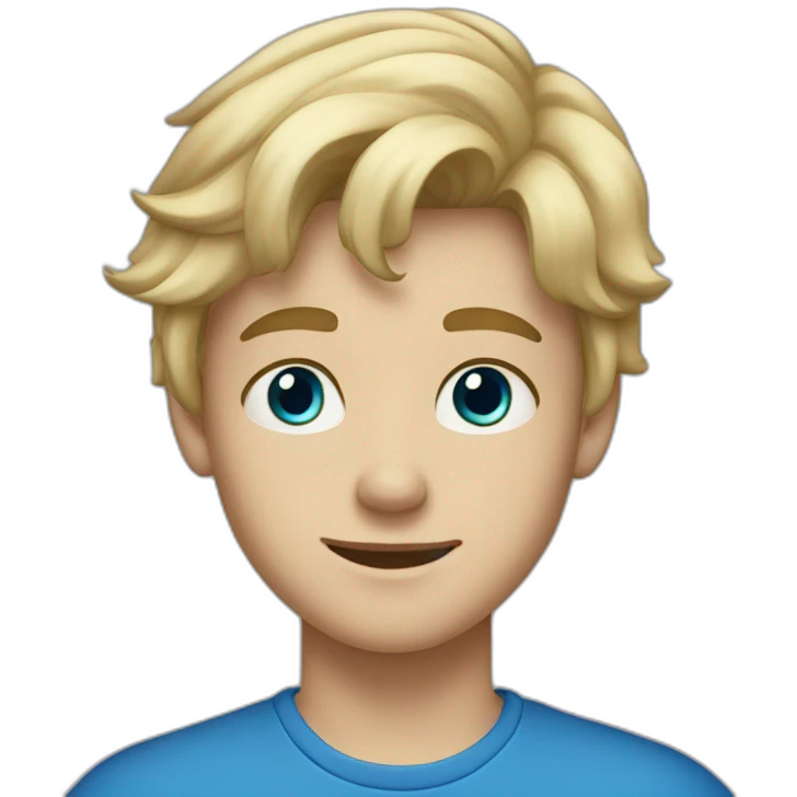 Blond (almost brown) boy with blue (a bit greyish) eyes. He is 16 years old  emoji