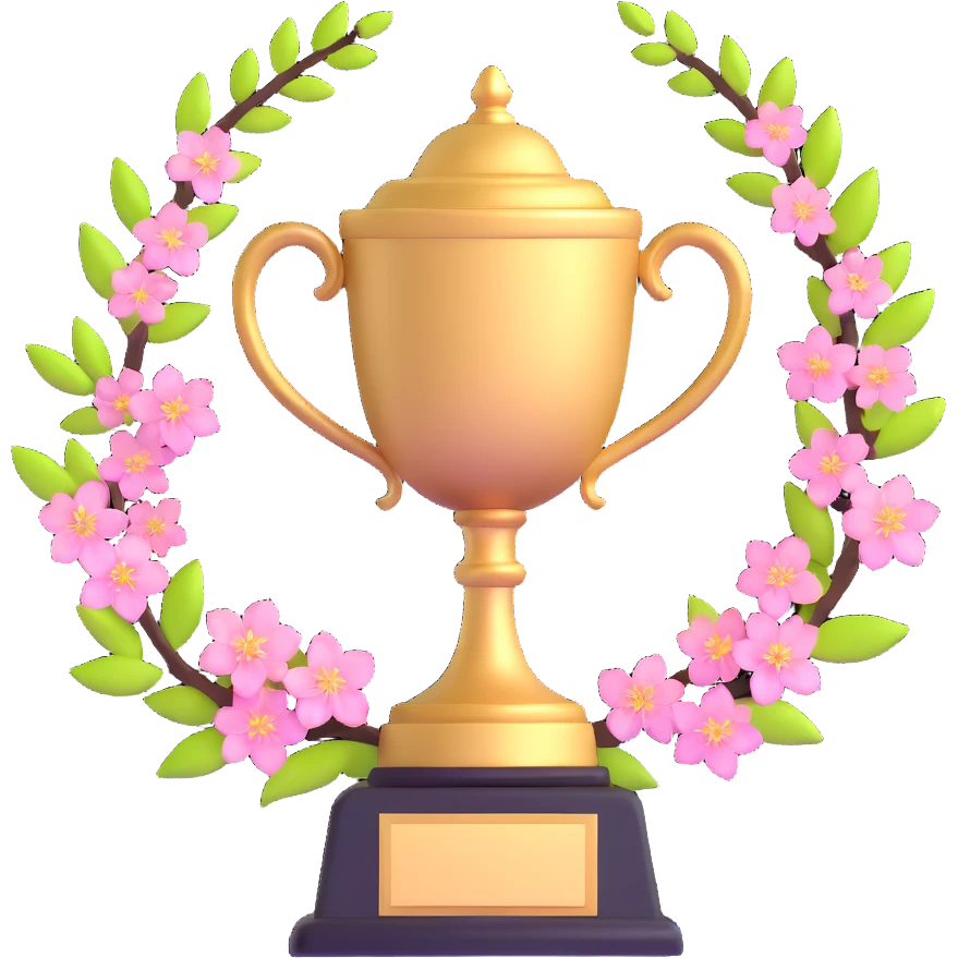 golden spring trophy with cherry blossoms emoji