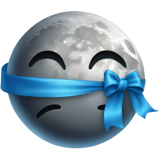 Moon with blue ribbon  emoji