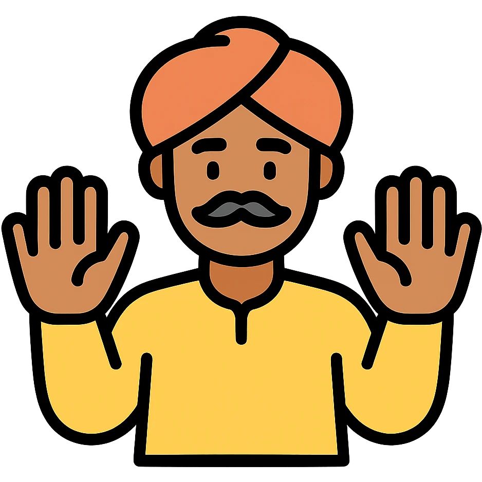 Indian person with hands raised in surrender icon emoji