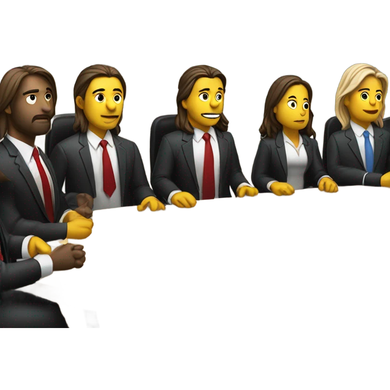 the last supper wearing suits in a modern office emoji