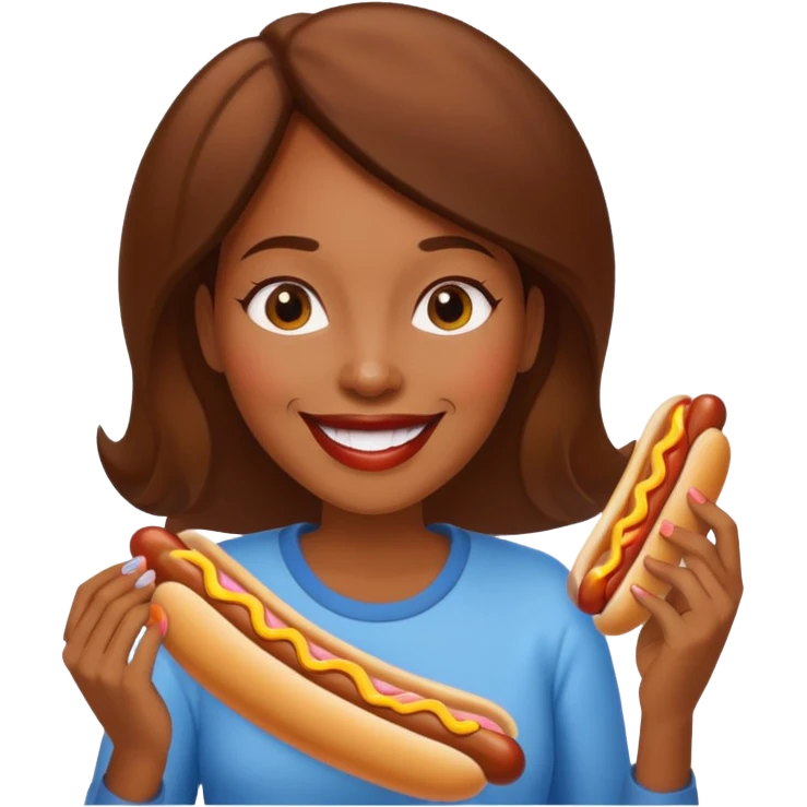 black woman eating hot dog  emoji