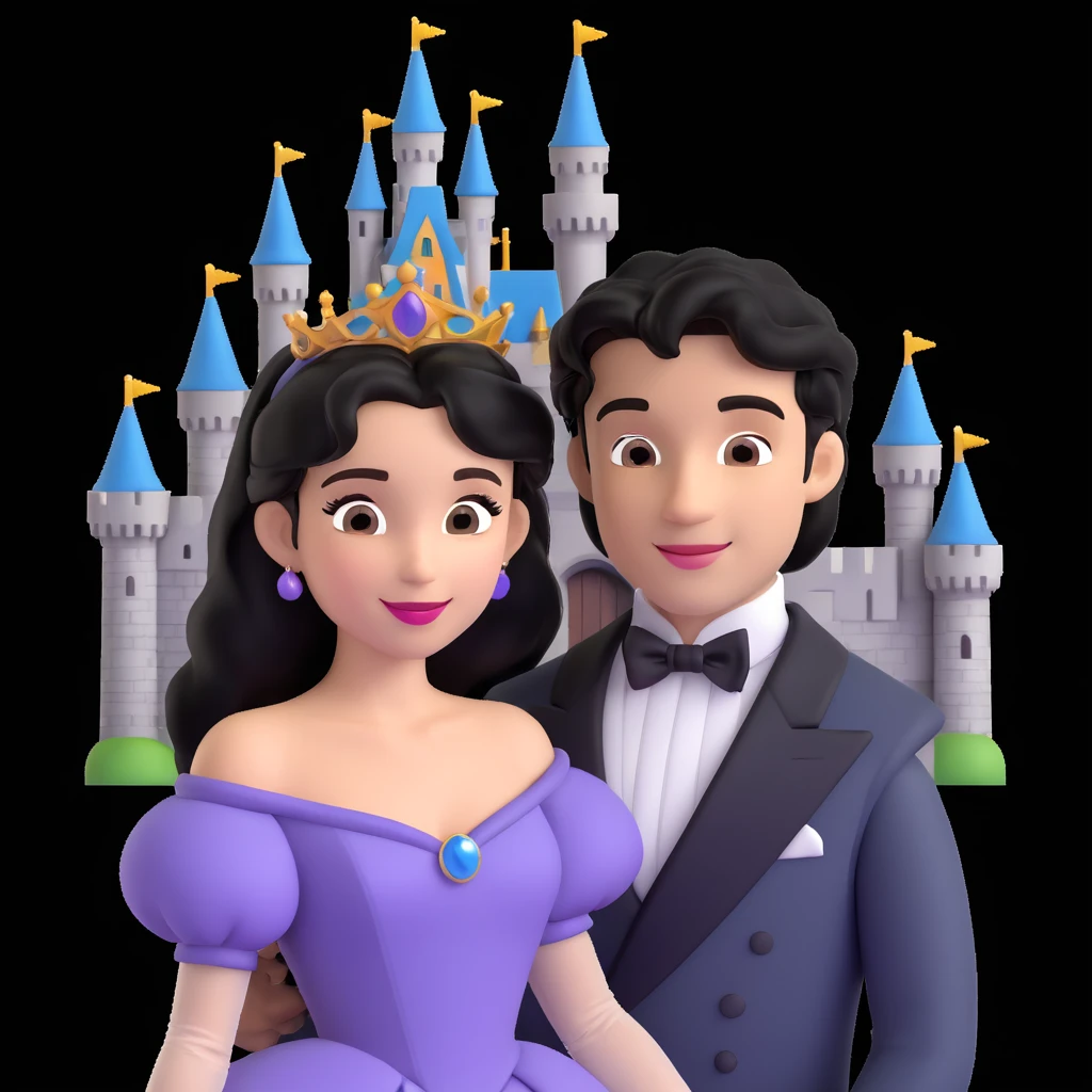 prince and princess Disney dress close up photo in castle background emoji
