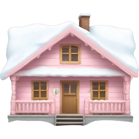 light pink cabin with snow emoji