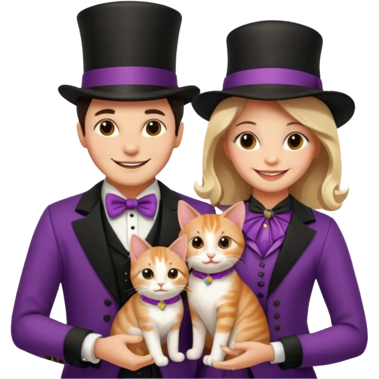 magician couple and their pet cat emoji