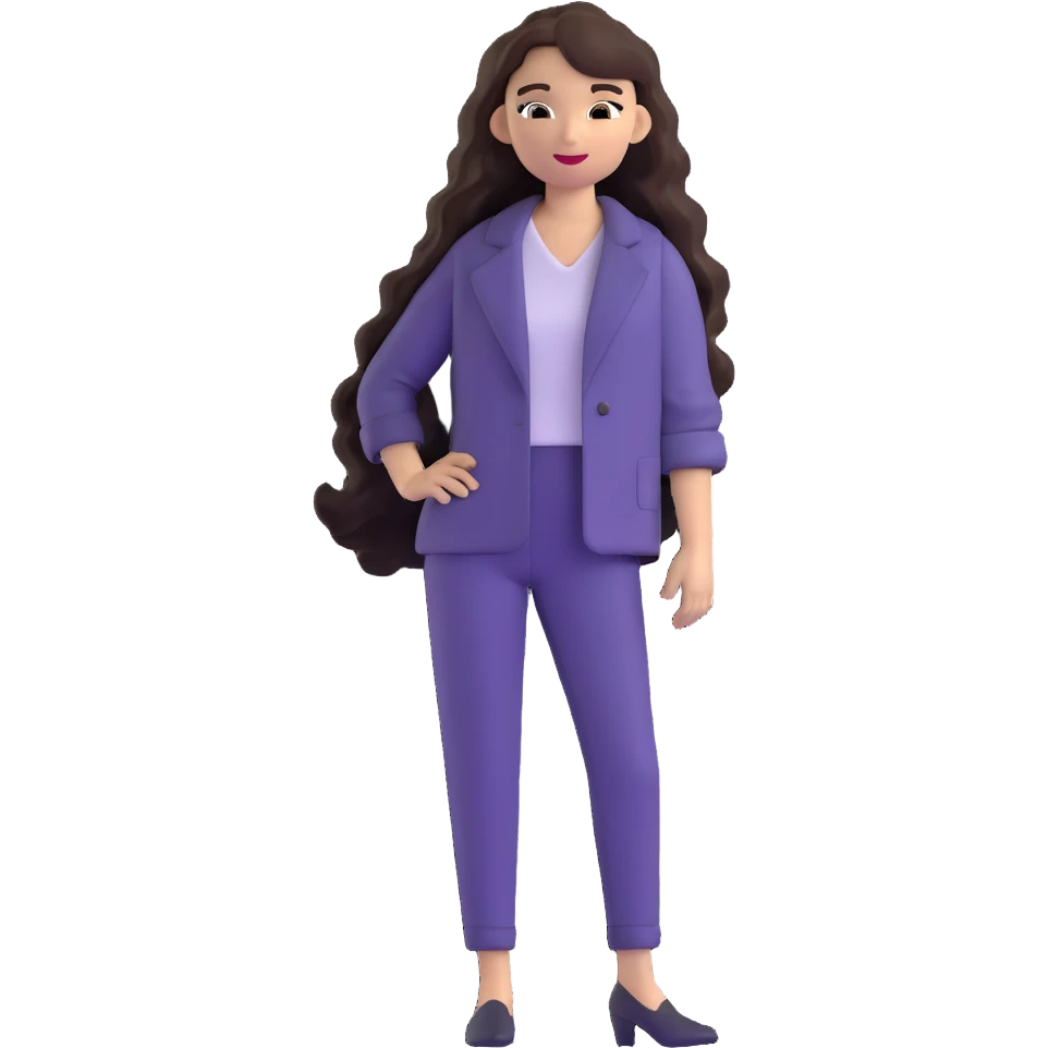 Trendy fashionable woman with long loose wavy hair wearing chic clothes emoji