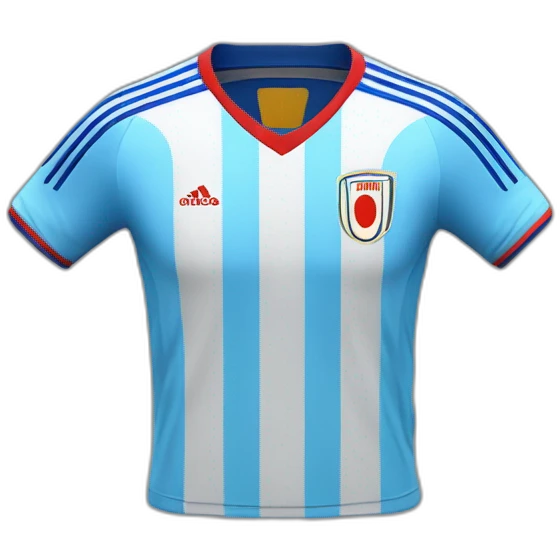 maillot de foot japon bleu avec ecrit au dos "Lehout" en jaune emoji