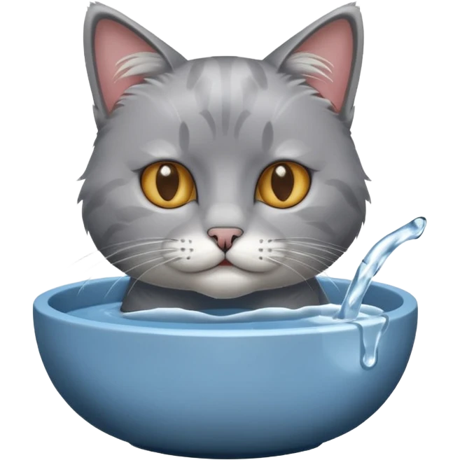 A water bowl and a cat drinking emoji