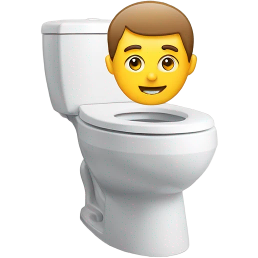 A toilet and a man’s head sticking out smiling emoji