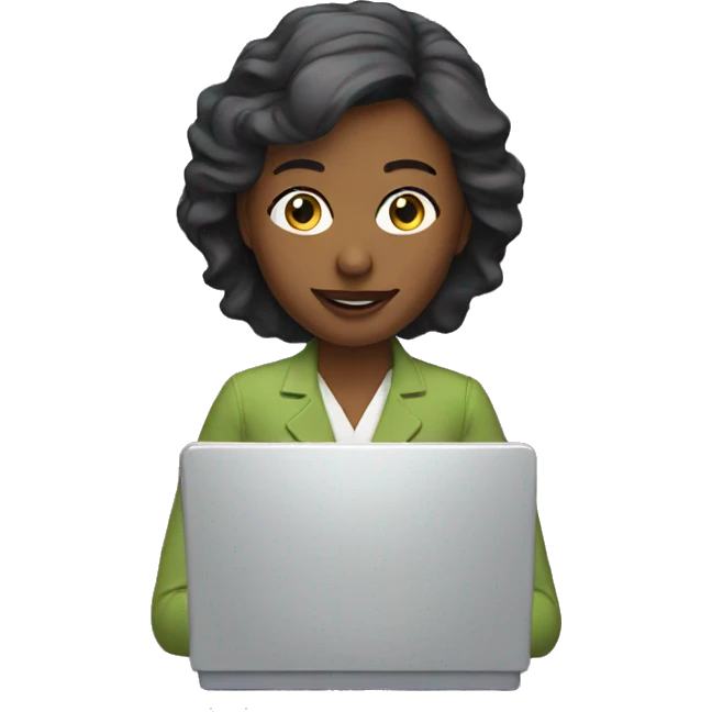 marketing woman with computer screen emoji