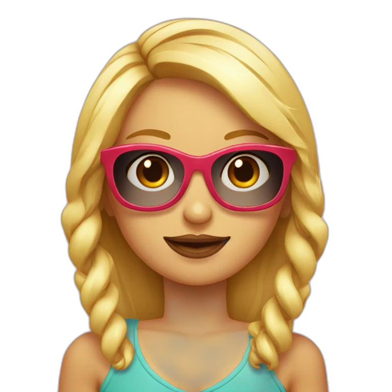 chica rubia con chico de barba y chica pelirroja con gafas emoji