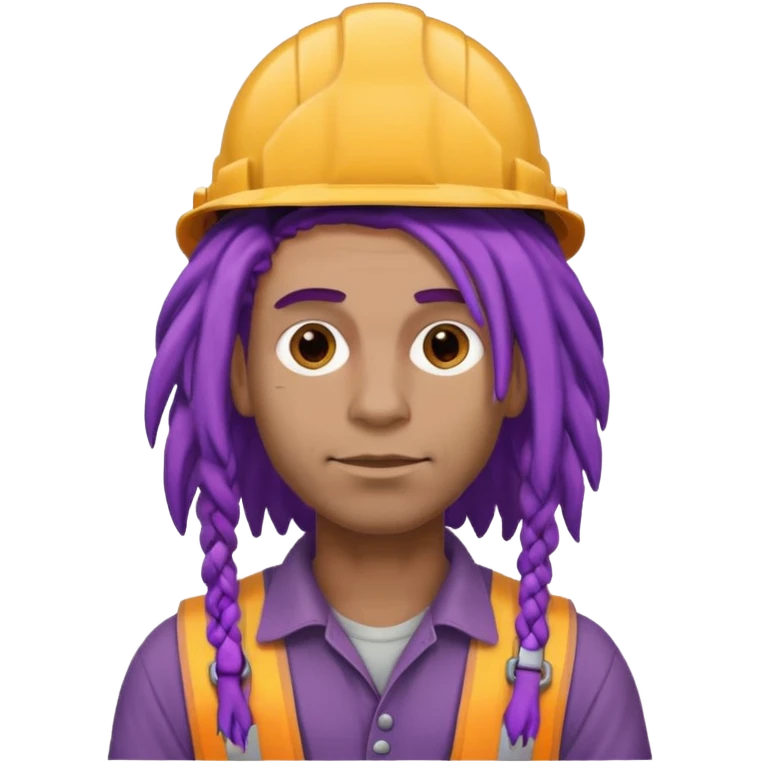 construction worker very dreadlocked purple haired man  emoji