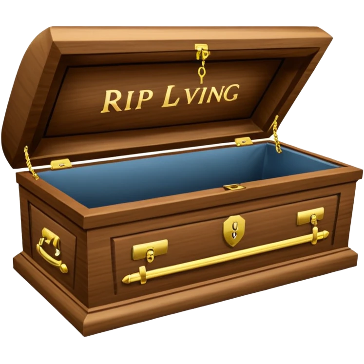 r.i.p. casket saying r.i.p livin emoji