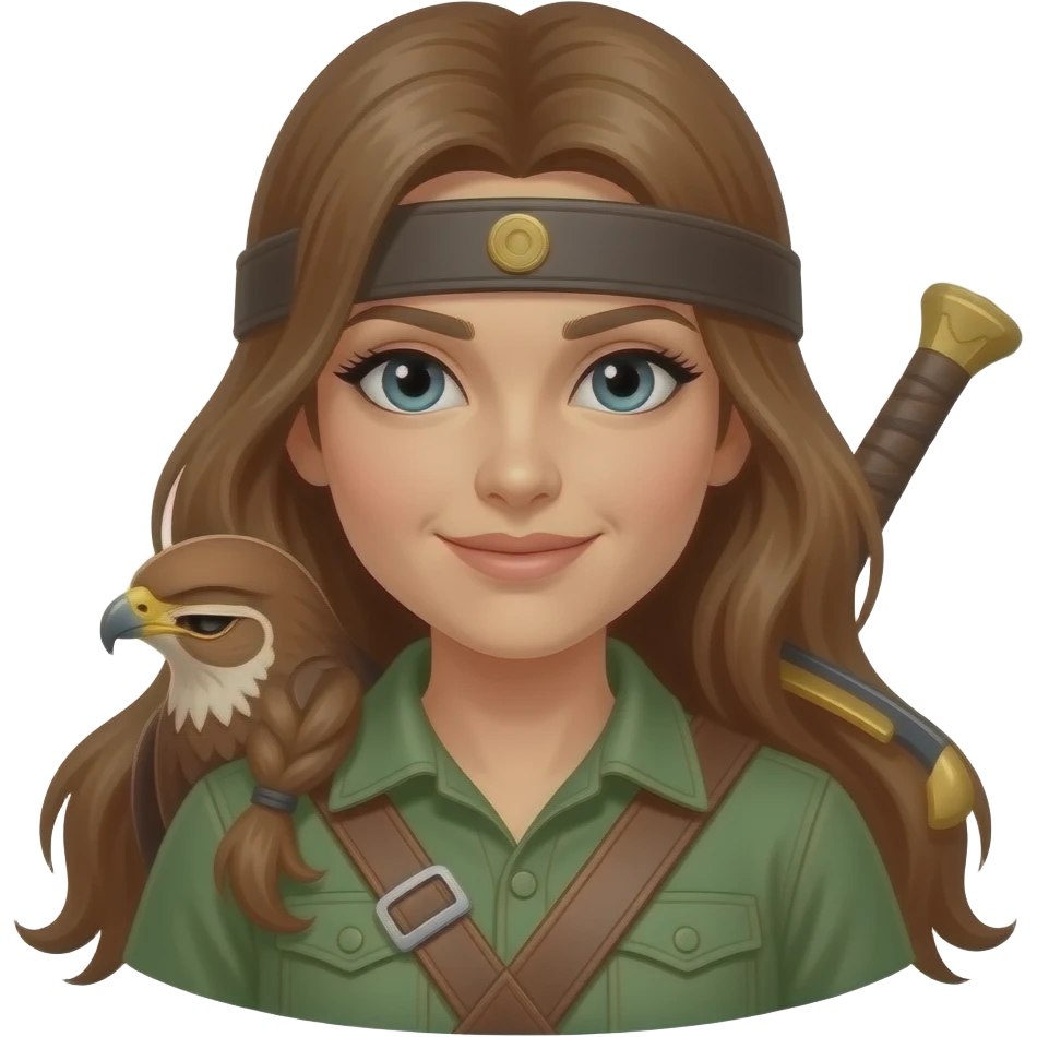 A female falconer with a red tailed hawk emoji