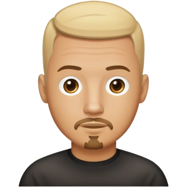 blonde buzz cut on a tan man with a brunette gottee emoji