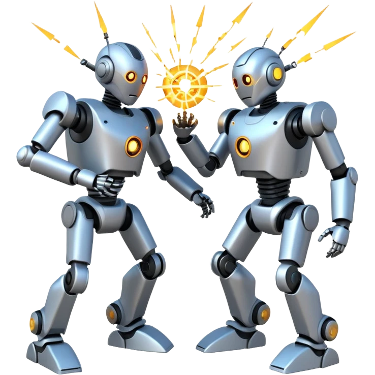 robotic fight between two futuristic robots  emoji