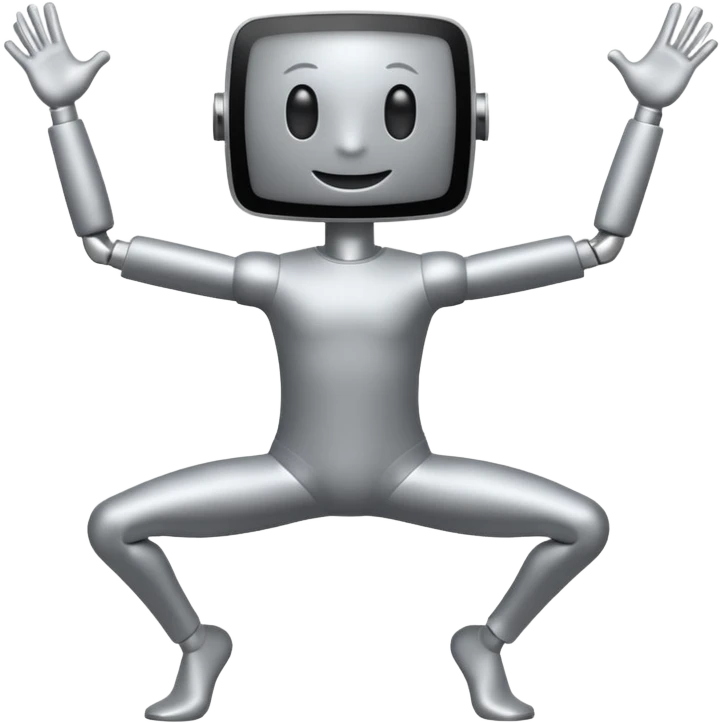 computer has arms and legs and she is dancing emoji