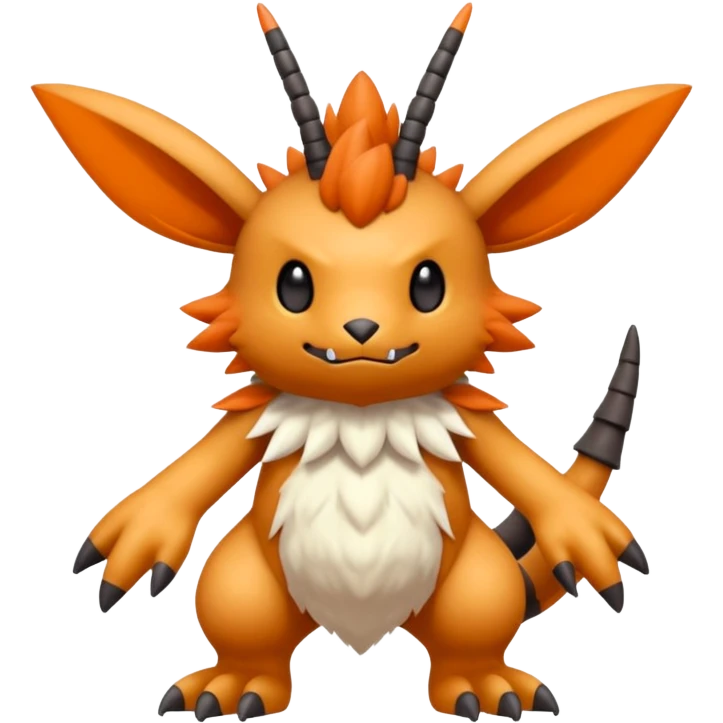 randomly-colored furry edgy kawaii Fakémon-Pokémon-Scalie-Digimon-creature (full body) with antennas and long segmented body emoji