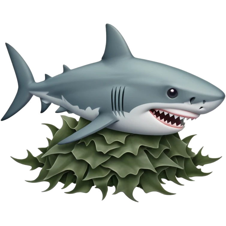 Shark eating seaweed emoji