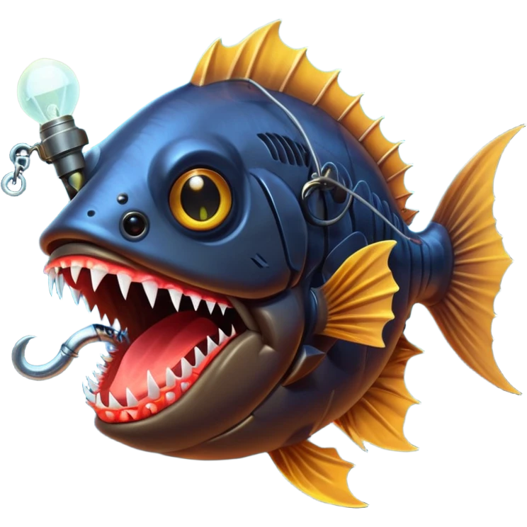 Angler Fish – Large mouth with sharp teeth and light lure emoji