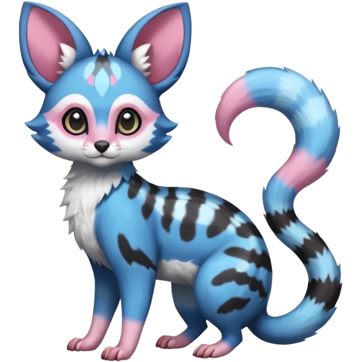 Rare realistic cool cute epic aesthetic colorful Amaura-Sylveon-Civet-Genet-species-Fakemon-hybrid-creature, with markings, full body emoji