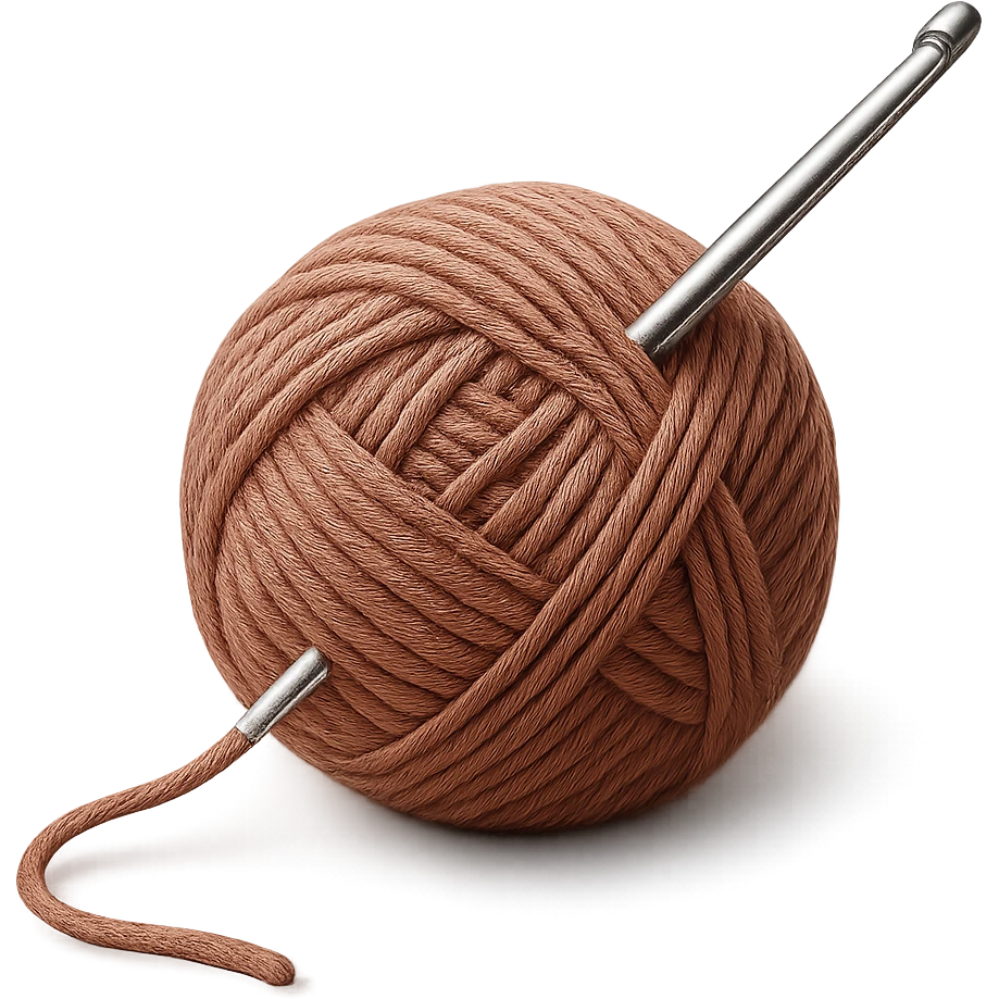 crochet hook with a ball of yarn emoji