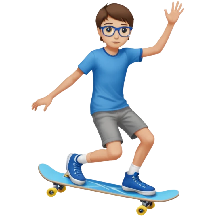 adolescent garçon taille moyenne corpulence maigre cheveux chatain court yeux bleus lunettes photo de pieds style skater emoji