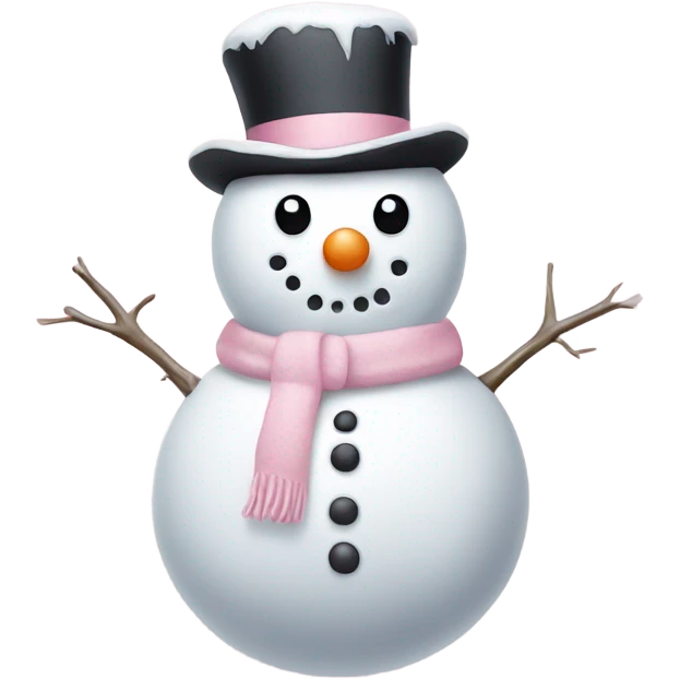 Cute white and light pink snowman emoji