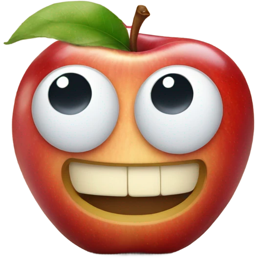smiling apple with eyes emoji