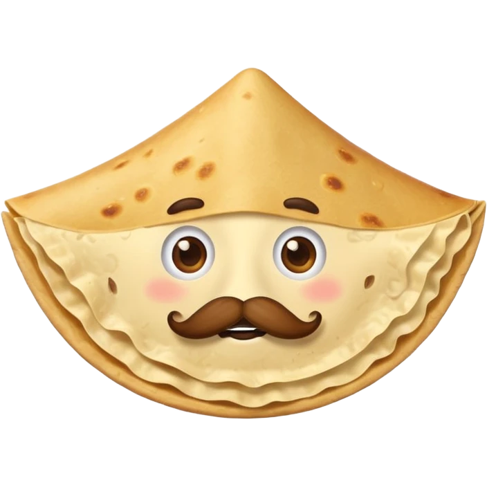 a flying tortillo with a thick mustache, no handlebar corners on the mustache emoji