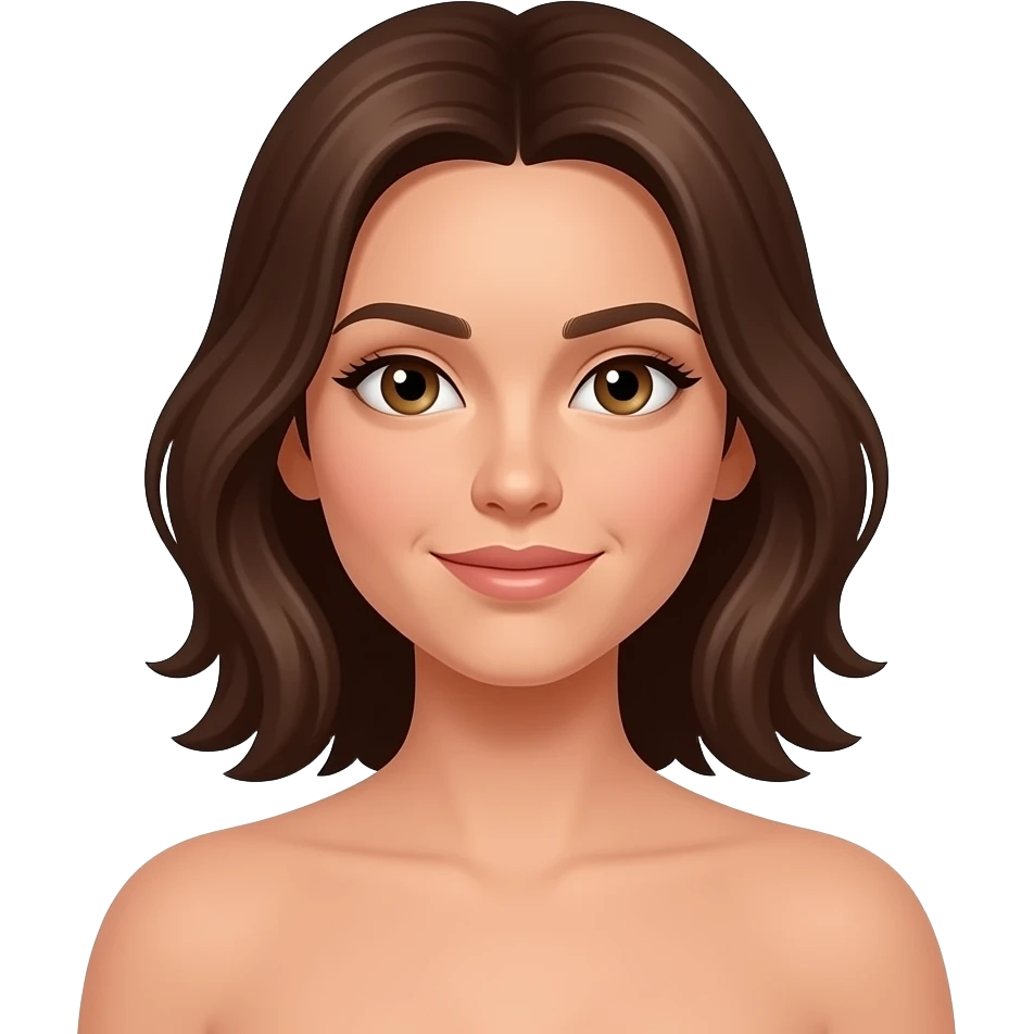 Light skin and brown hair women with no shirt on emoji