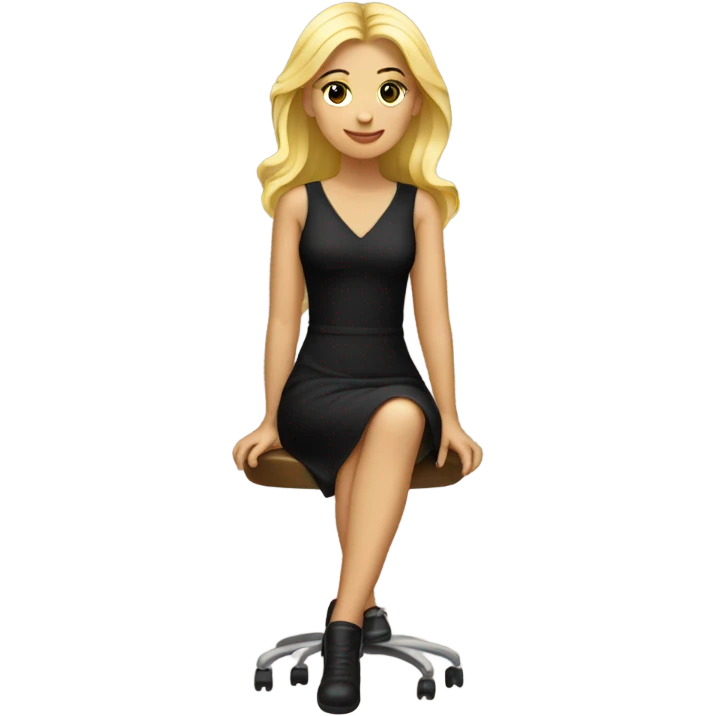 full body blonde girl sitting in black dress emoji