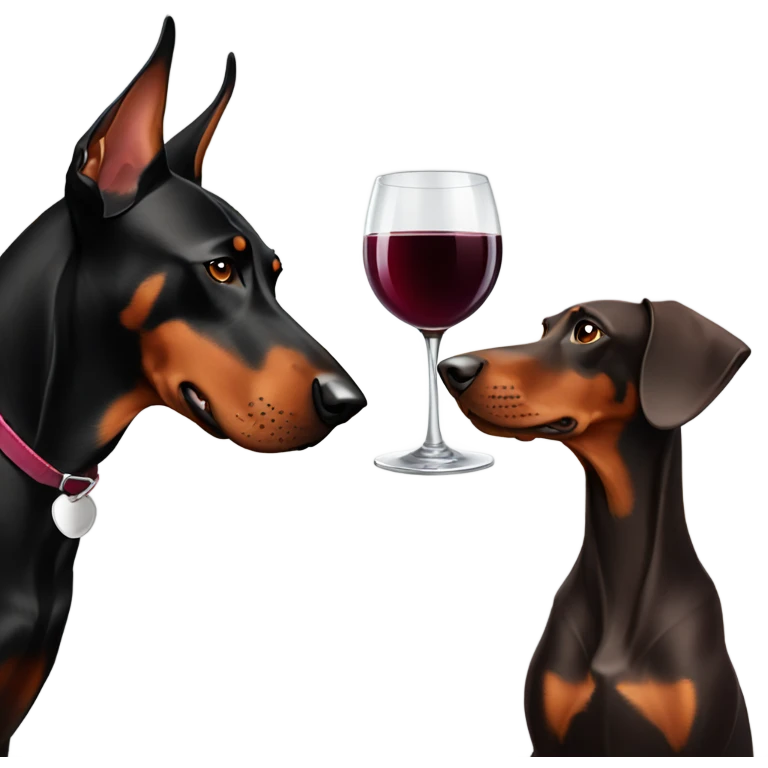 Red wine and doberman emoji