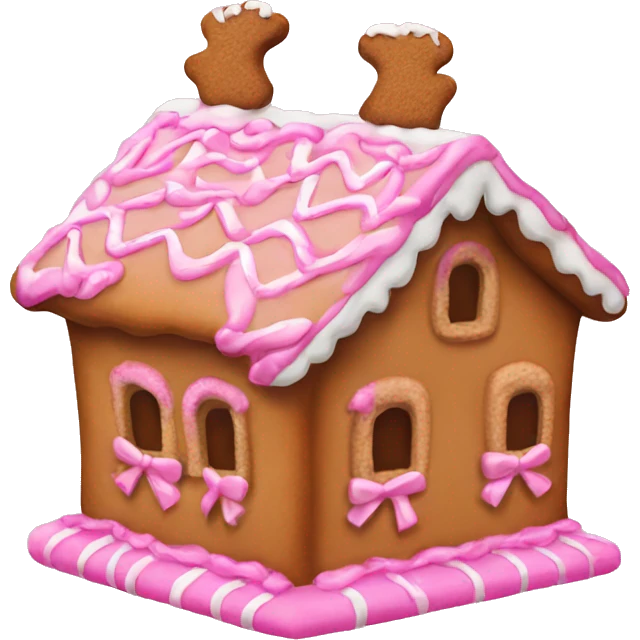 Gingerbread house with a pink bow  emoji